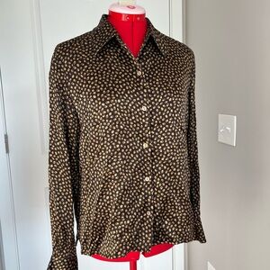 Elegant Black and Gold Women's Top 100% silk